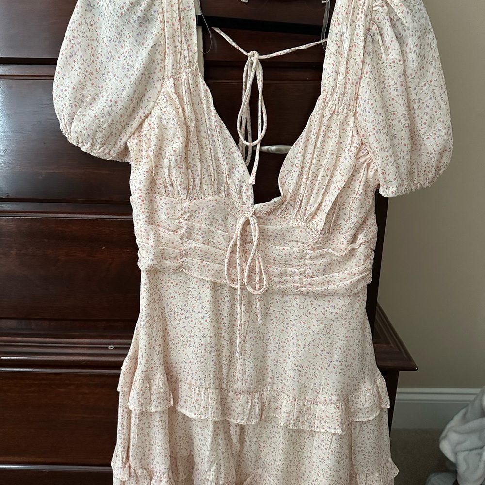 Dry Goods Cream Ruffle Mini Dress - Picture 2 of 5